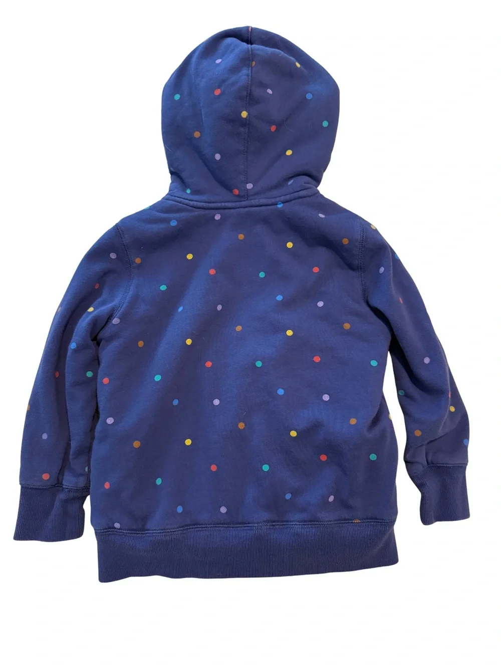 Mini Boden Sherpa Lined Hoodie Full Zip Sweatshirt Polka Dot Blue 5-6 Years